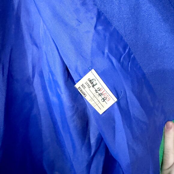 Vintage mingnon Jacket Women Size 8 Abstract Green/ Blue Open Front Light Wool - Picture 3 of 5